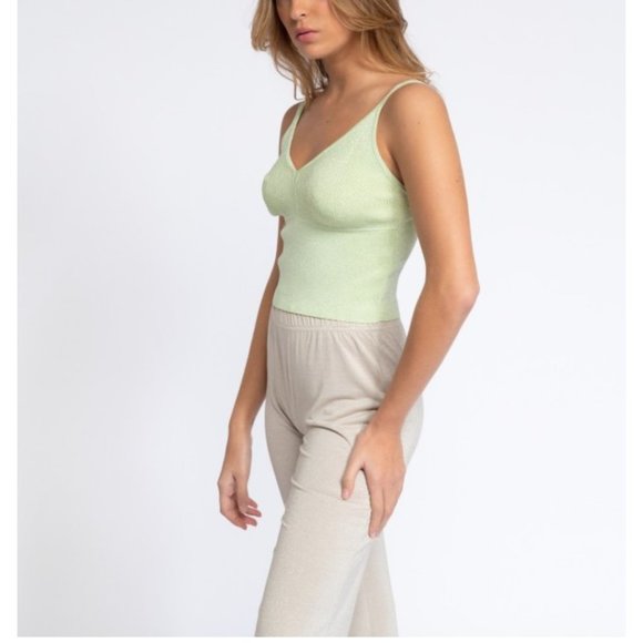 🏷️NWT SMF Knit Top w/ Lurex In Lime - Size Medium - Picture 2 of 12